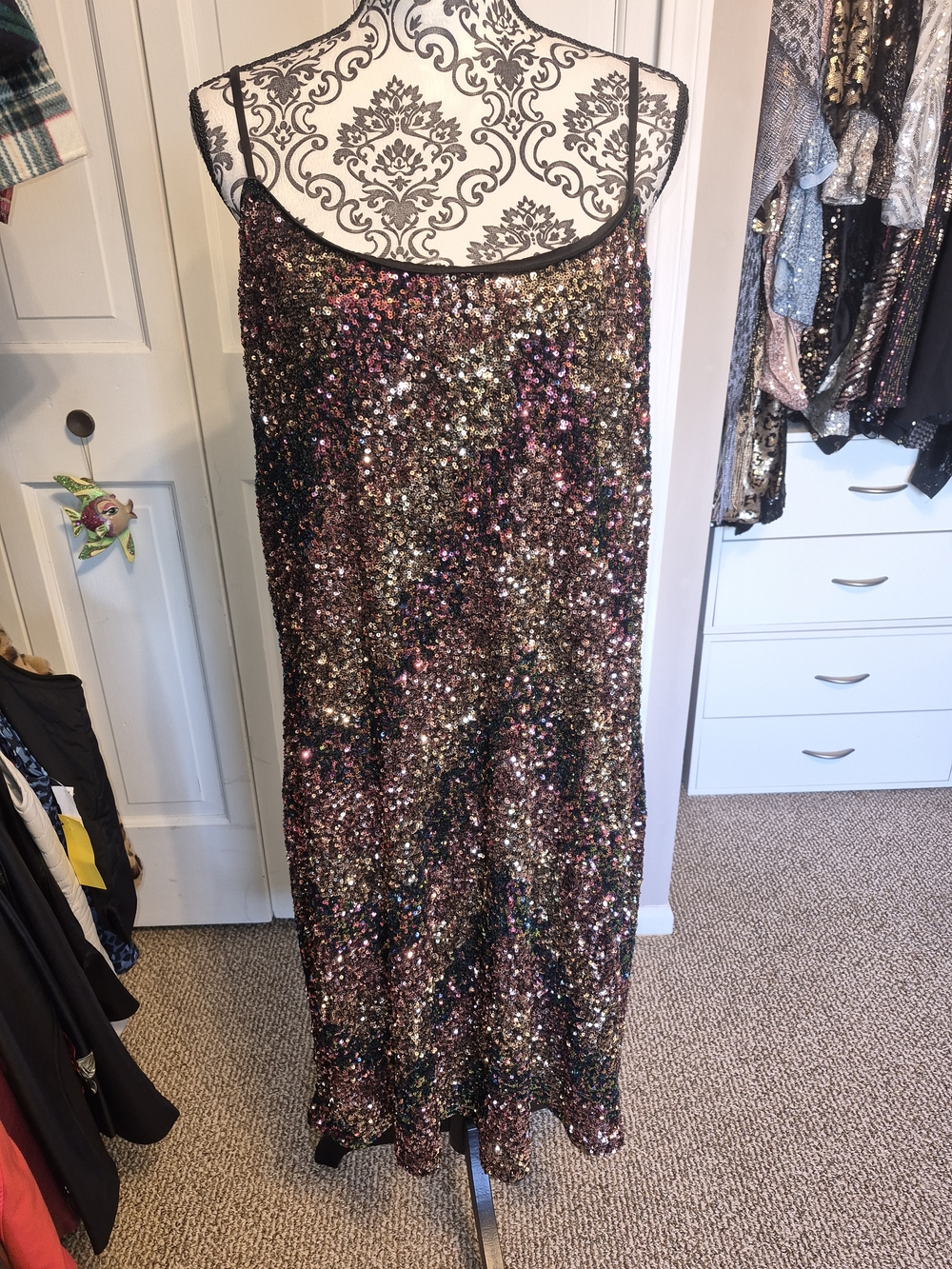 NWT Bar III Multi Color Sequin Slip Dress